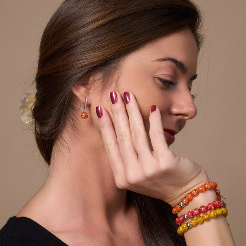 Mandarine | 925 Sterling Silber | Glühwürmchen-Glas-Huggie-Ohrringe